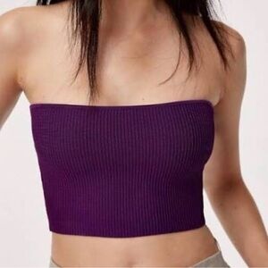 Babaton Purple Ribbed Tube Top